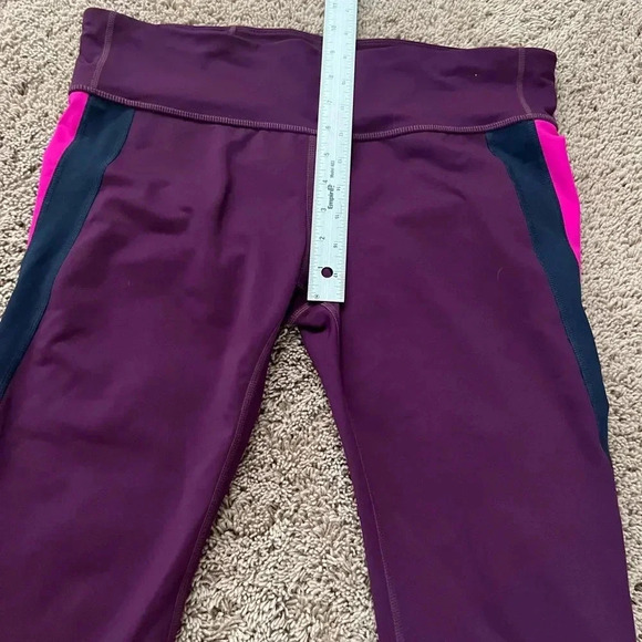 Gap fit GapFit color block Capri leggings large plum purple peach pink - Picture 12 of 14